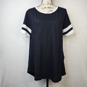 Banana republic black and white ringer tee tunic top sz L